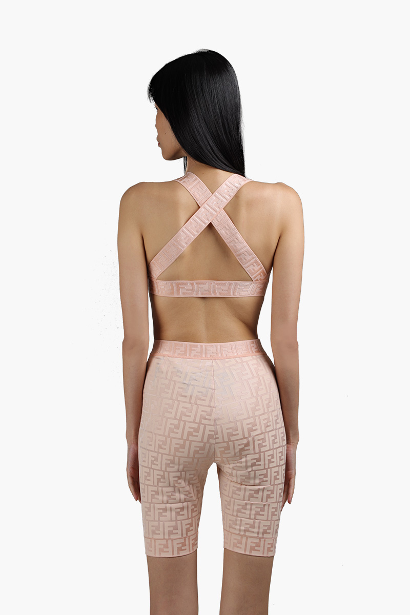 FENDI Sports Top All Over FF Motif in Blush Pink with Halter Neck 1