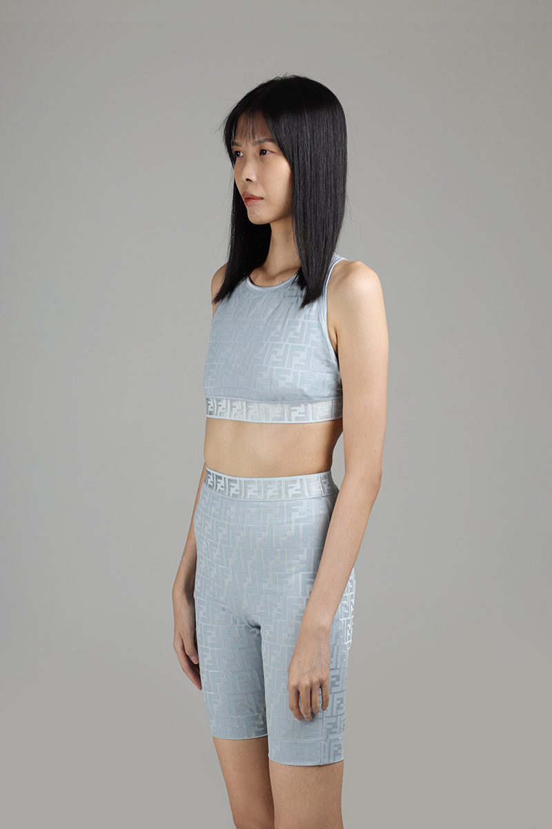 FENDI Sports Top All Over FF Motif in Light Blue with Halter Neck 2