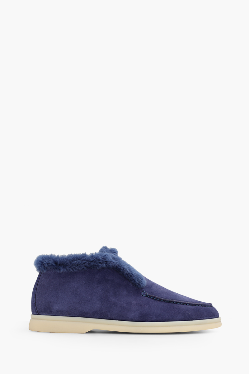 LORO PIANA Open Walk Chukka Boots in Midnight Blue Suede 0