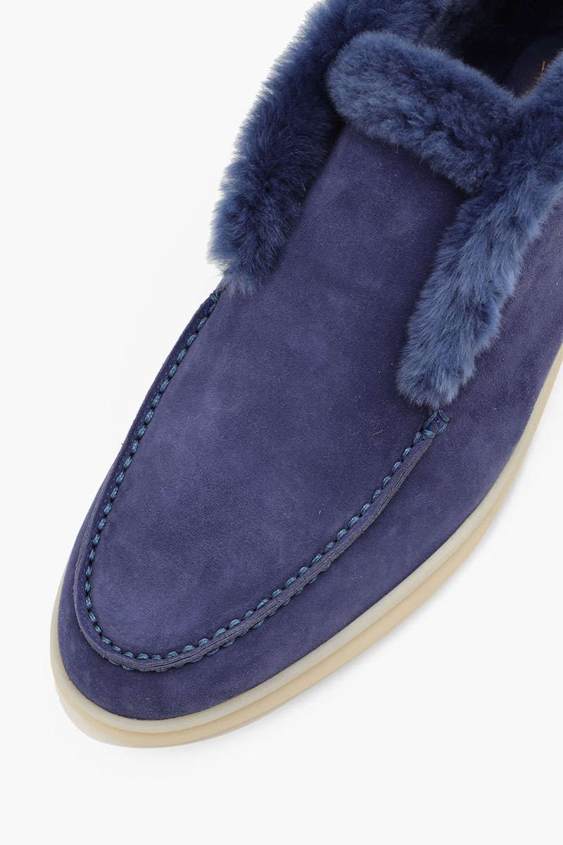 LORO PIANA Open Walk Chukka Boots in Midnight Blue Suede 4