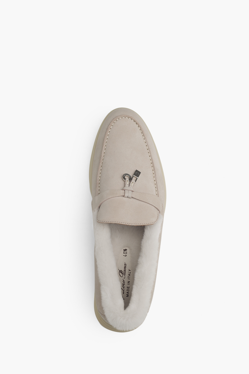 LORO PIANA Summer Charms Walk Loafers in Pearl Powder Suede 3