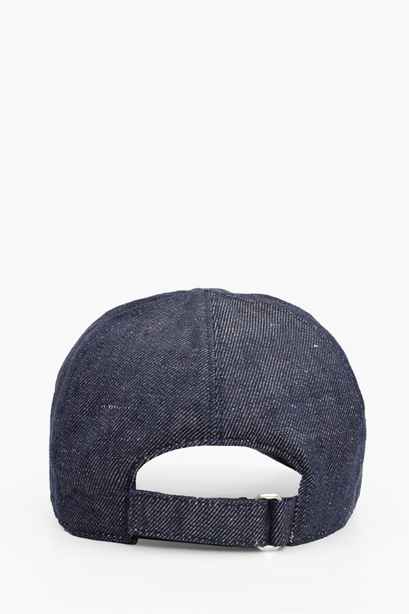 LORO PIANA Embroidered Logo Baseball Cap in Intimate Blue Linen
 1