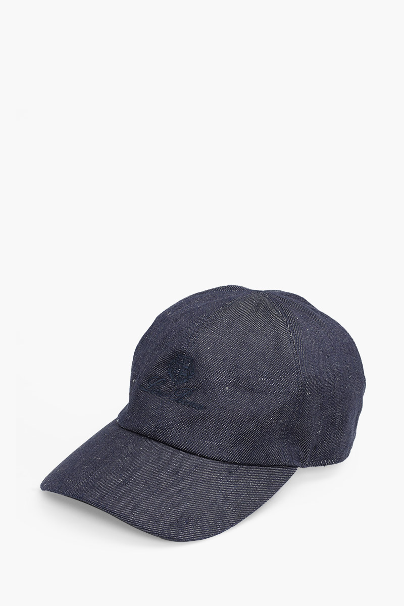 LORO PIANA Embroidered Logo Baseball Cap in Intimate Blue Linen
 2