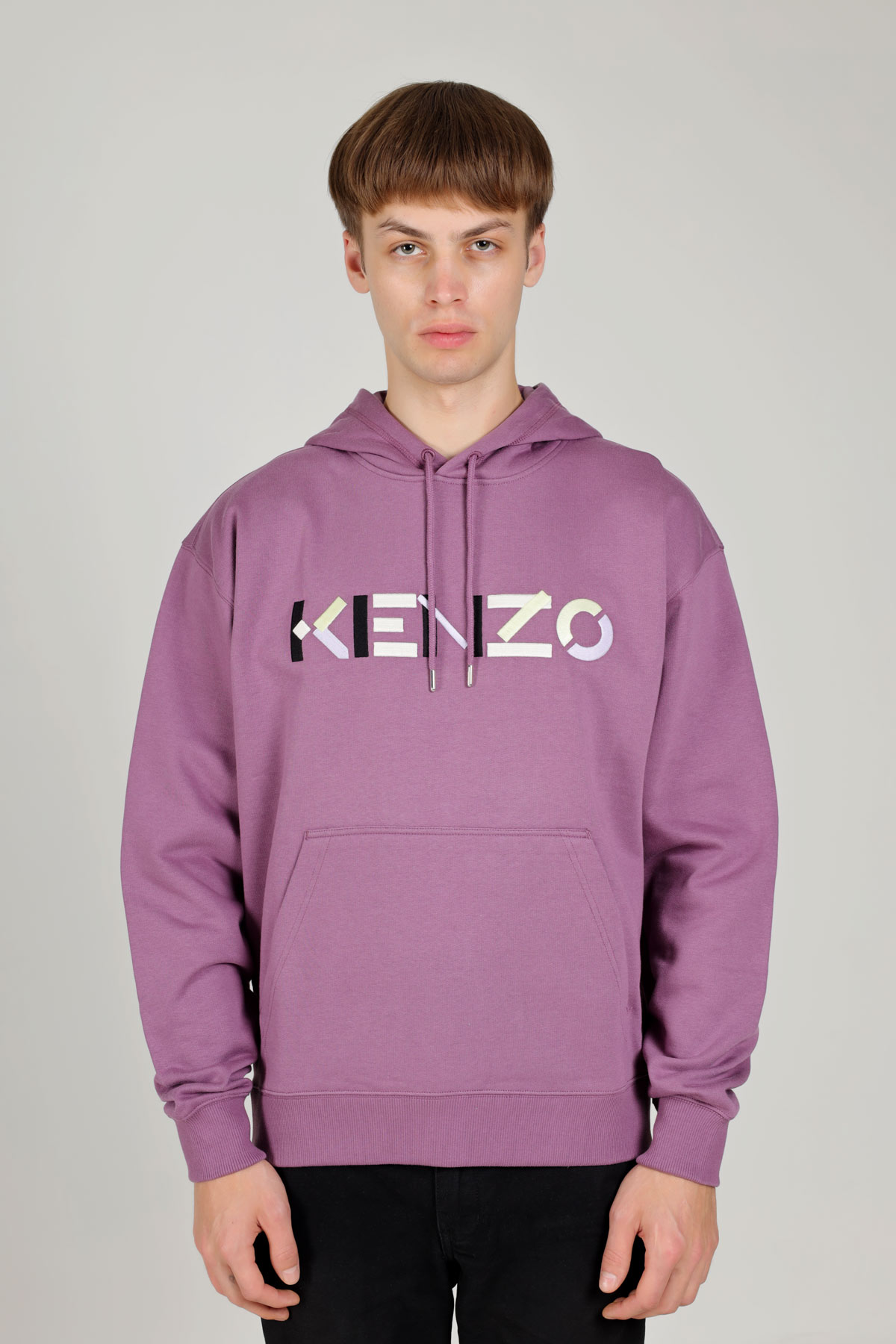 KENZO Men 3D Logo Oversized Sweatshirt in Blackcurrant with Hoodie 1