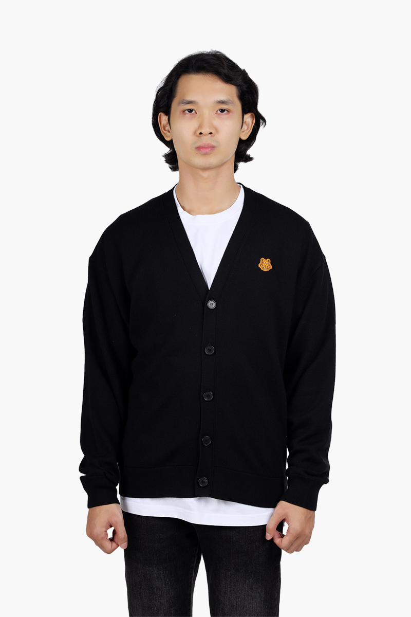 KENZO Men Tiger Crest V-Neck Cardigan in Black 0