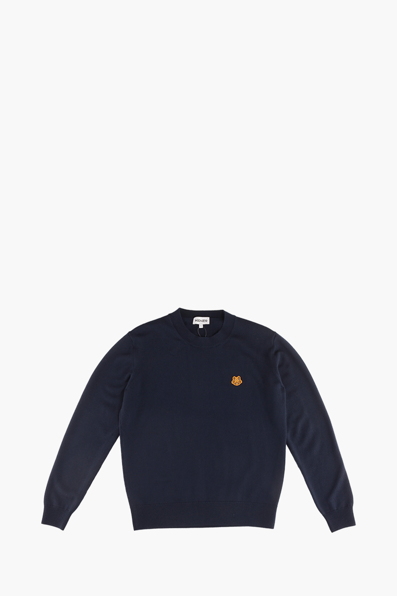 KENZO Men Tiger Crest Merino Wool Jumper in Blue Black 0