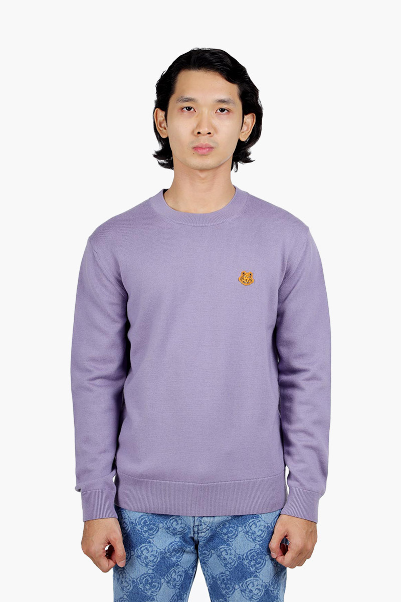 KENZO Men Tiger Crest Merino Wool Jumper in Deep Violet 0