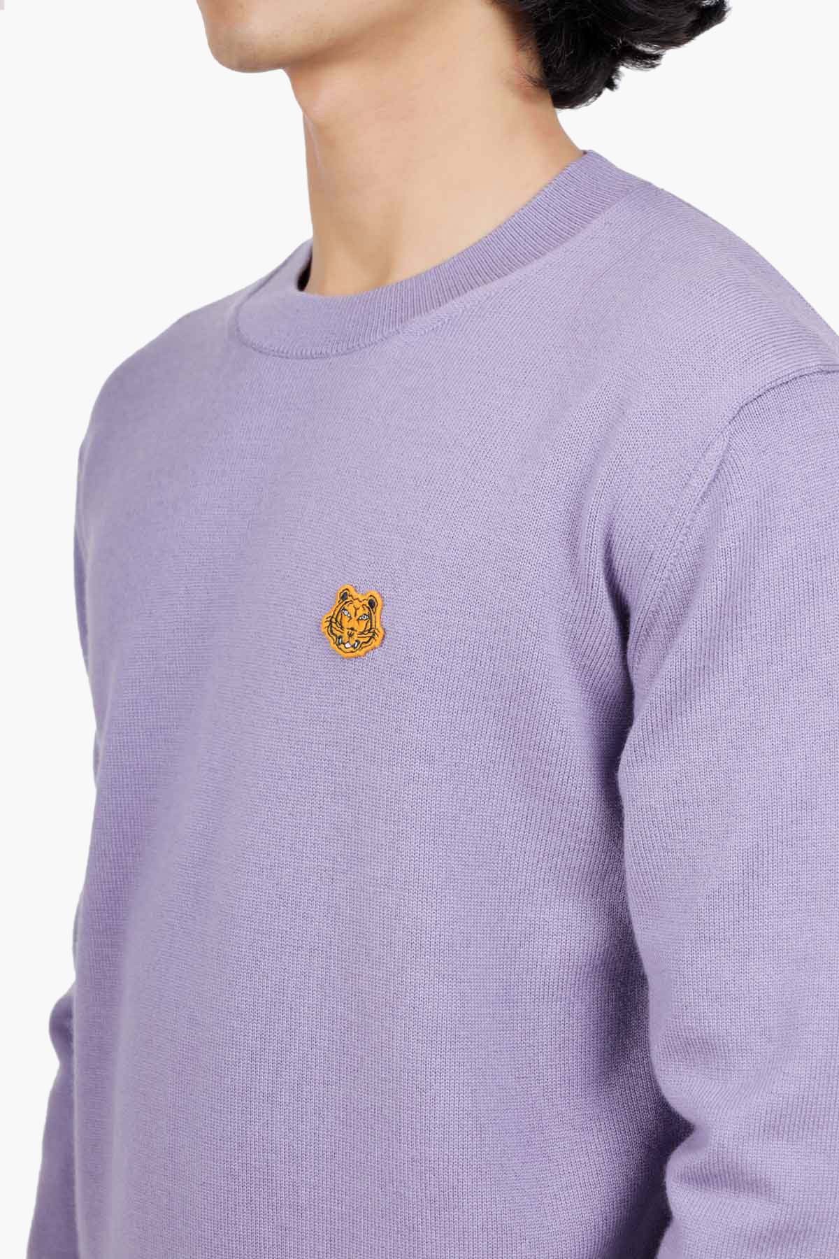 KENZO Men Tiger Crest Merino Wool Jumper in Deep Violet 2