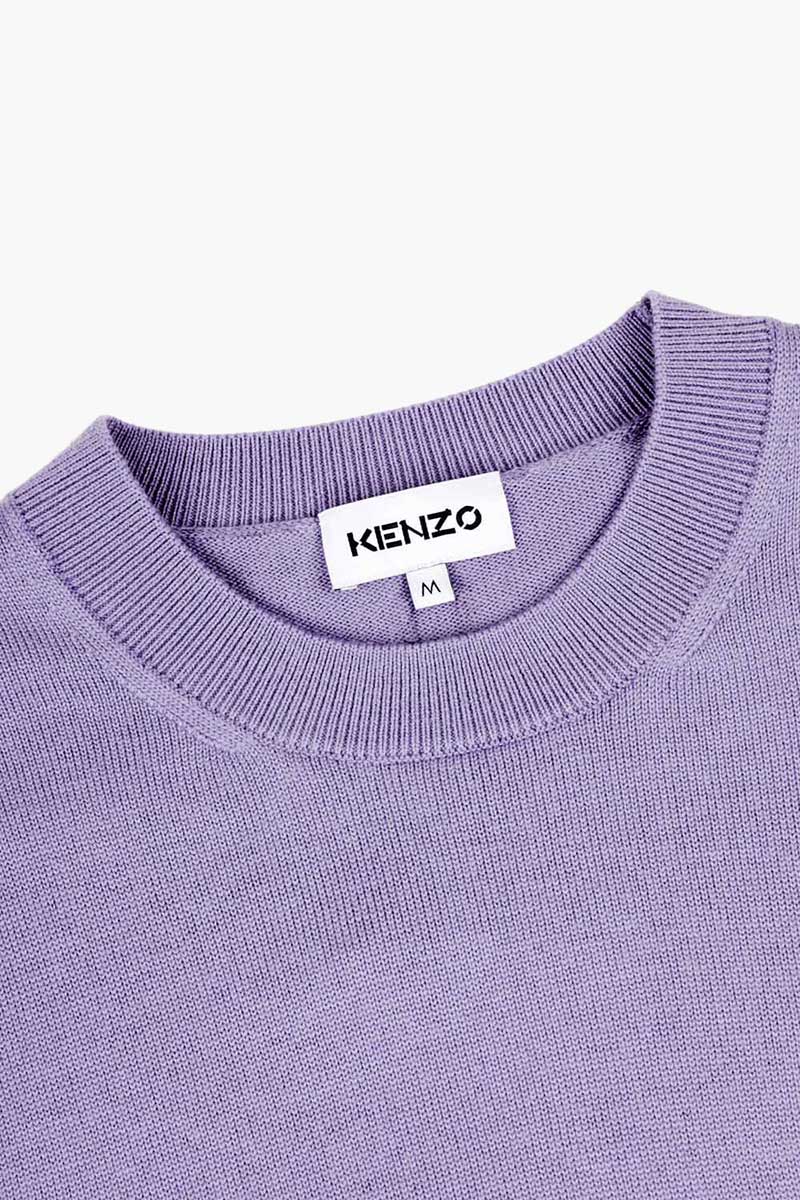 KENZO Men Tiger Crest Merino Wool Jumper in Deep Violet 3