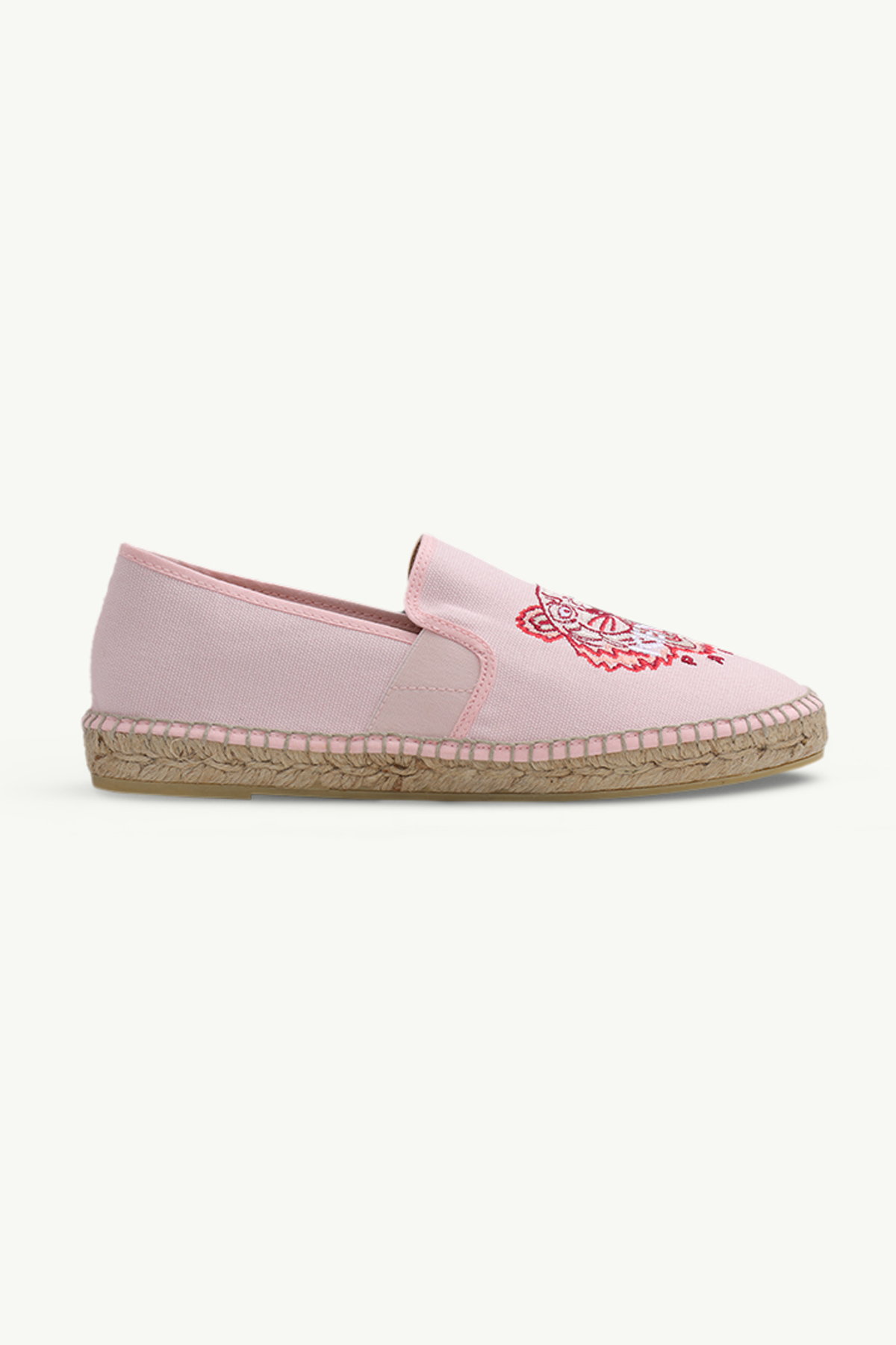 KENZO Women Tiger Espadrilles in Pink/White Canvas with Side 0