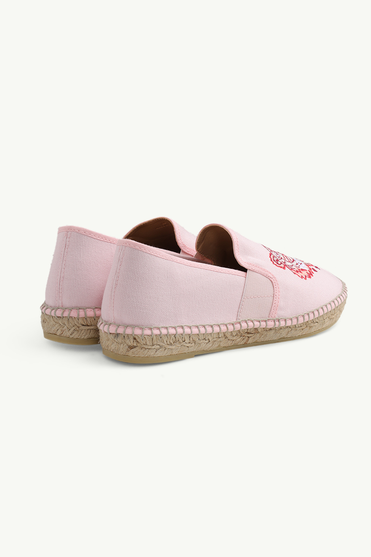 KENZO Women Tiger Espadrilles in Pink/White Canvas with Side 2