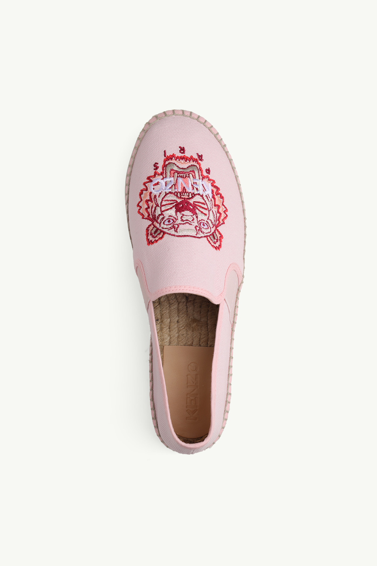 KENZO Women Tiger Espadrilles in Pink/White Canvas with Side 3