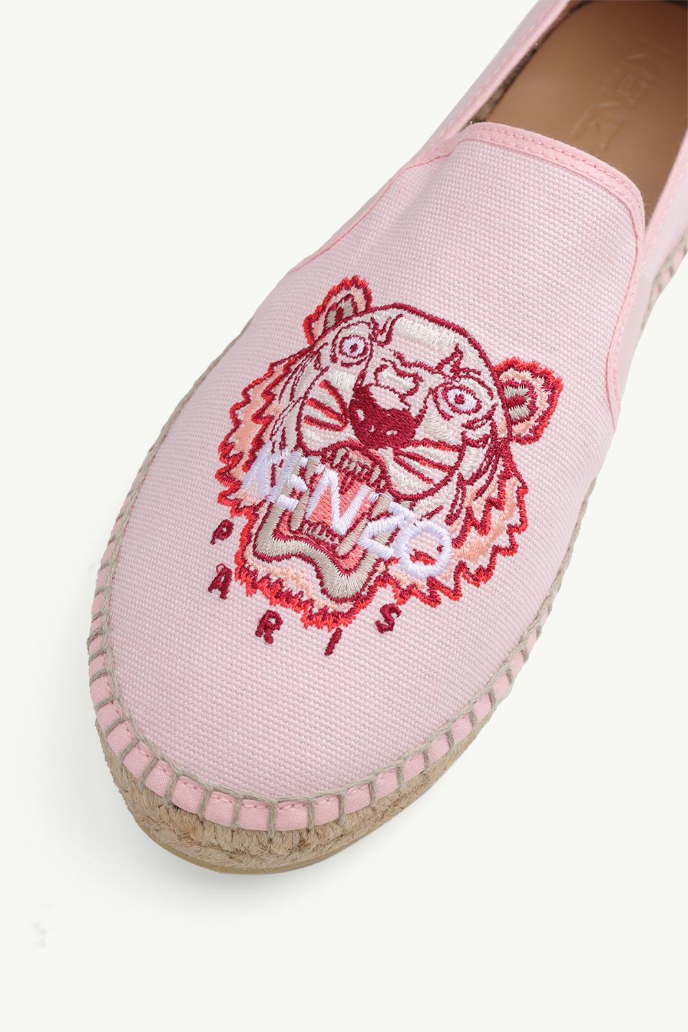 KENZO Women Tiger Espadrilles in Pink/White Canvas with Side 4