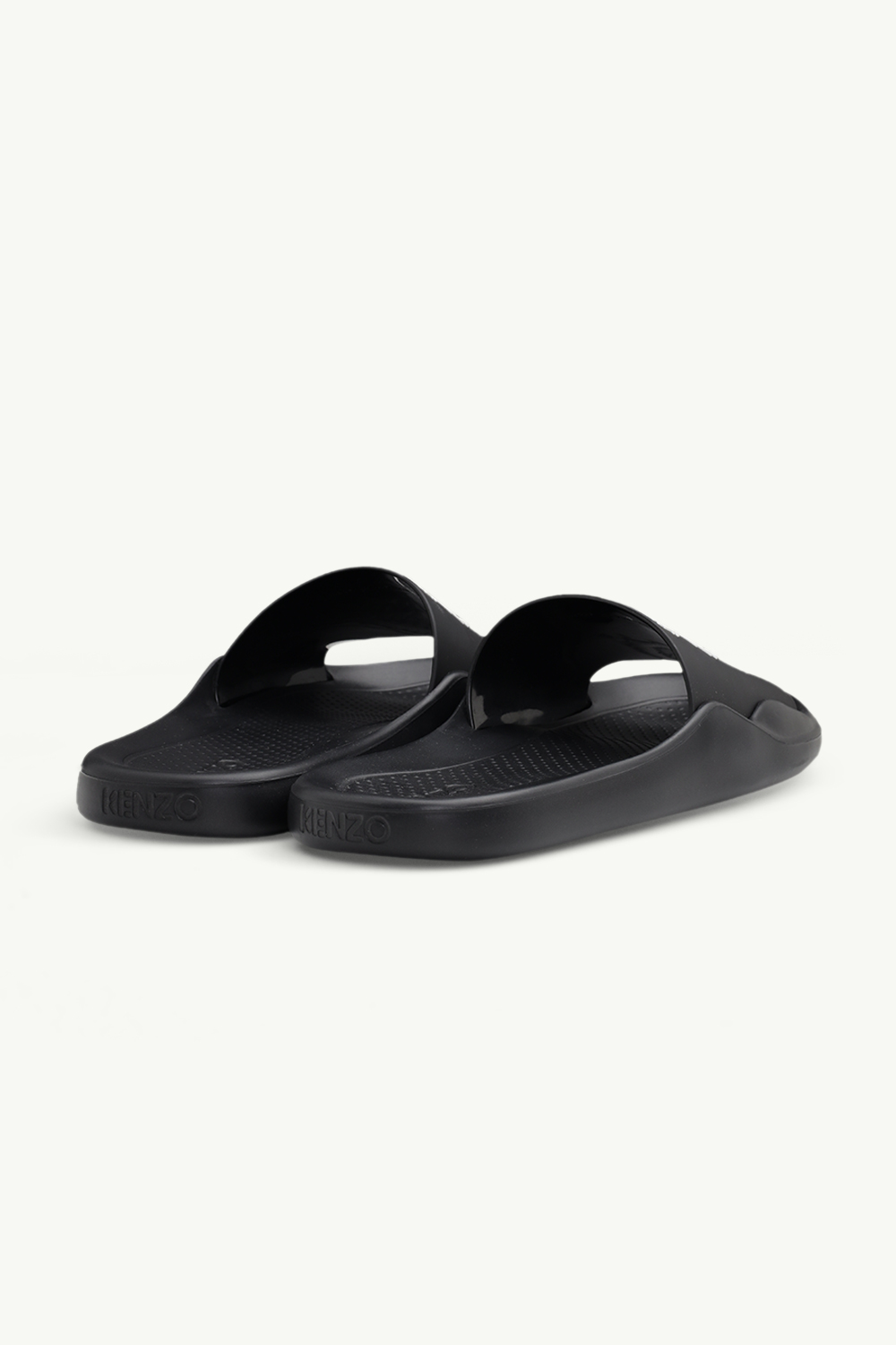 KENZO Women Tiger Pool Slides in Black/Soft Pink 2