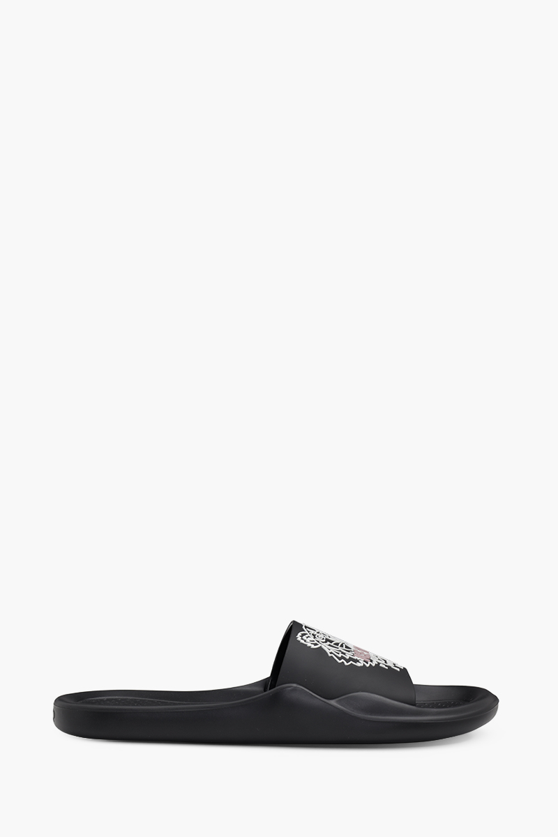 KENZO Women Tiger Pool Slides in Black/Sand 0