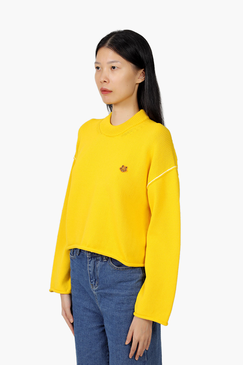 KENZO Women Tiger Crest Jumper in Golden Yellow with Contrasting Seams 2