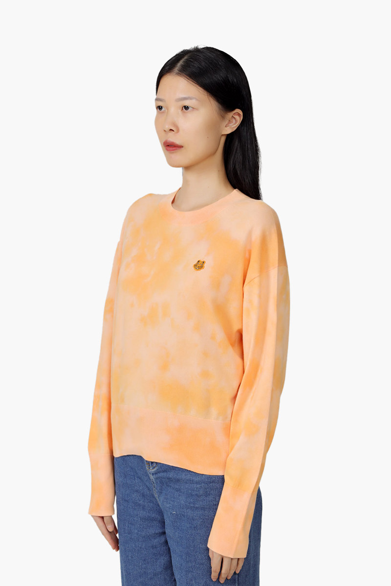 KENZO Women Tiger Crest Tie-Dye Jumper in Light Orange 2