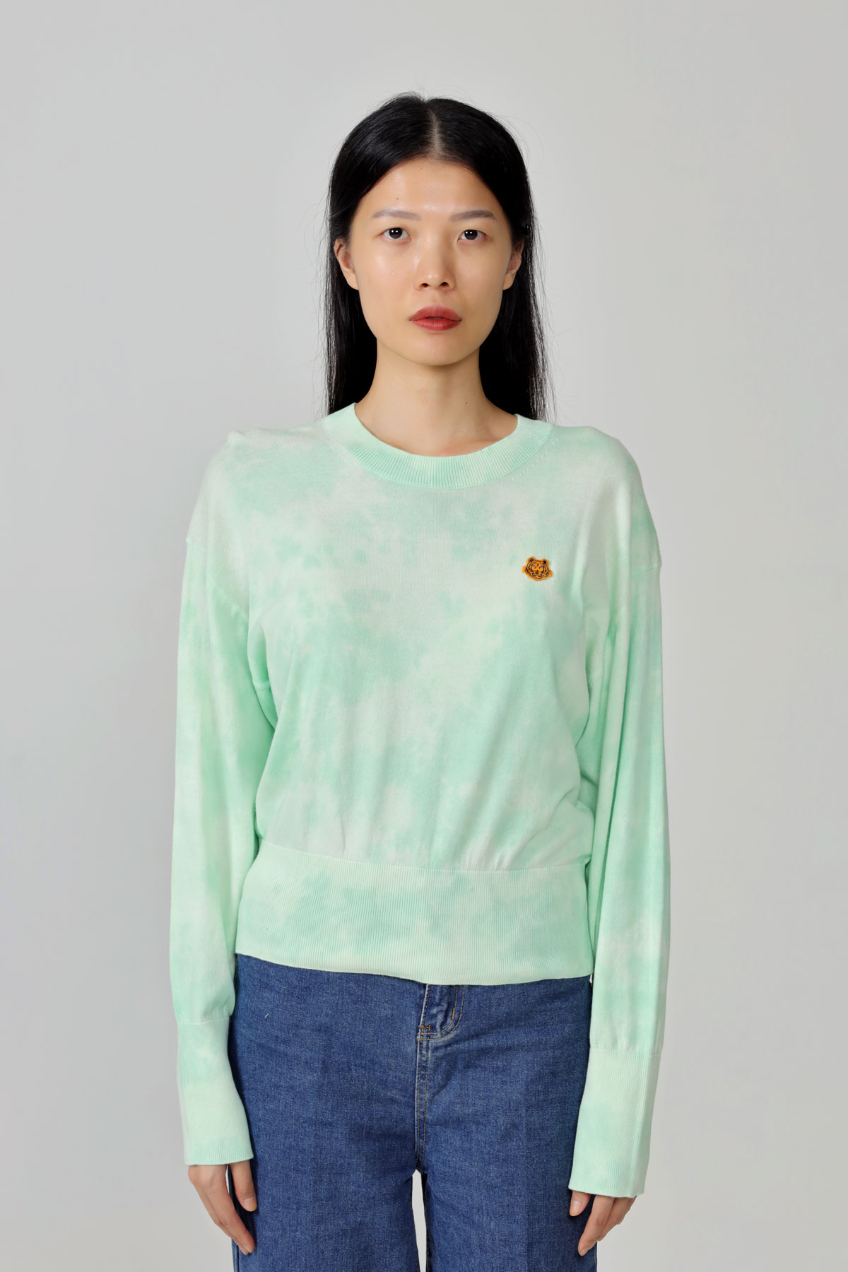 KENZO Women Tiger Crest Tie-Dye Jumper in Green 3