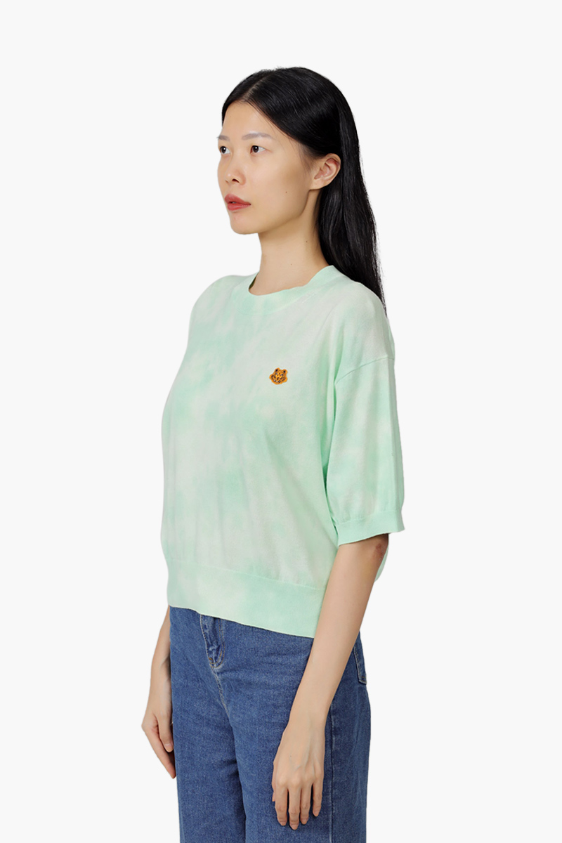 KENZO Women Tiger Crest Tie-Dye Short Sleeves Jumper in Almond Green 2