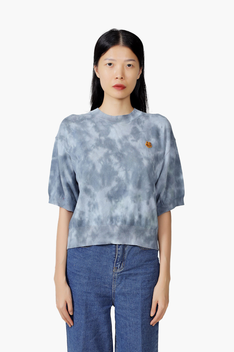 KENZO Women Tiger Crest Tie-Dye Short Sleeves Jumper in Glacier 0