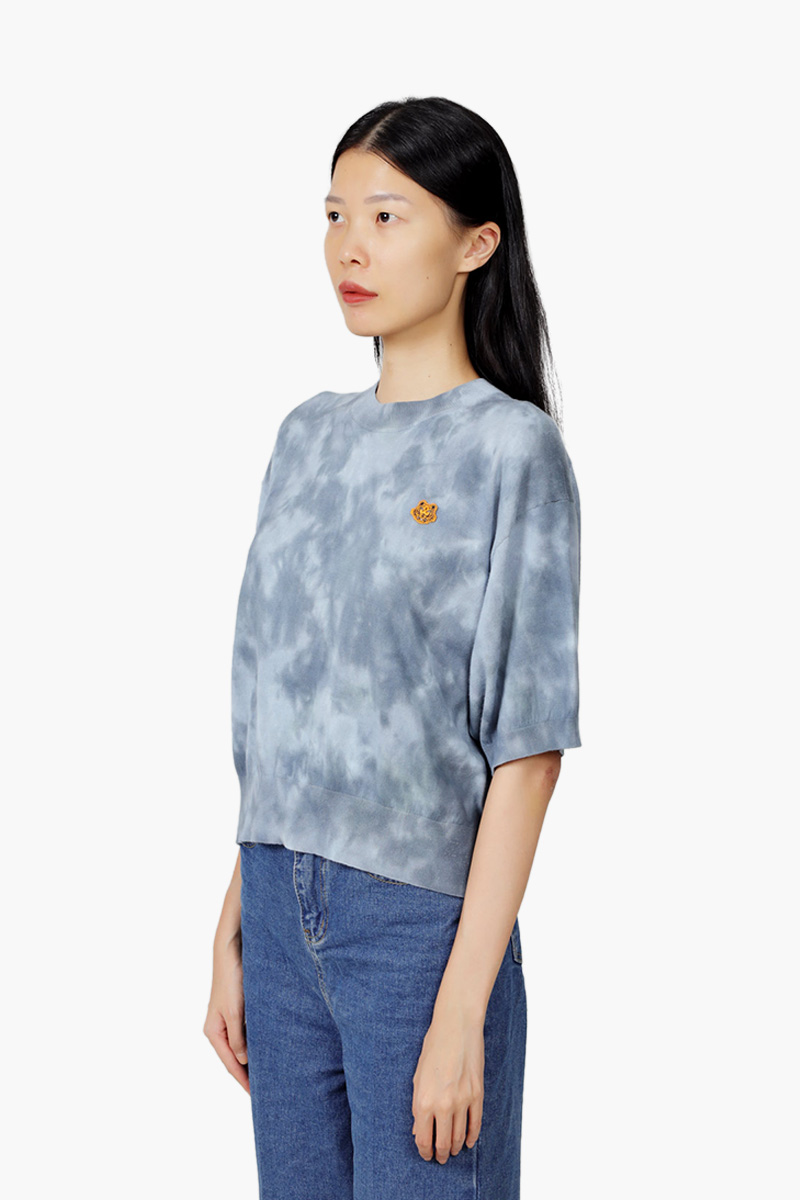 KENZO Women Tiger Crest Tie-Dye Short Sleeves Jumper in Glacier 2