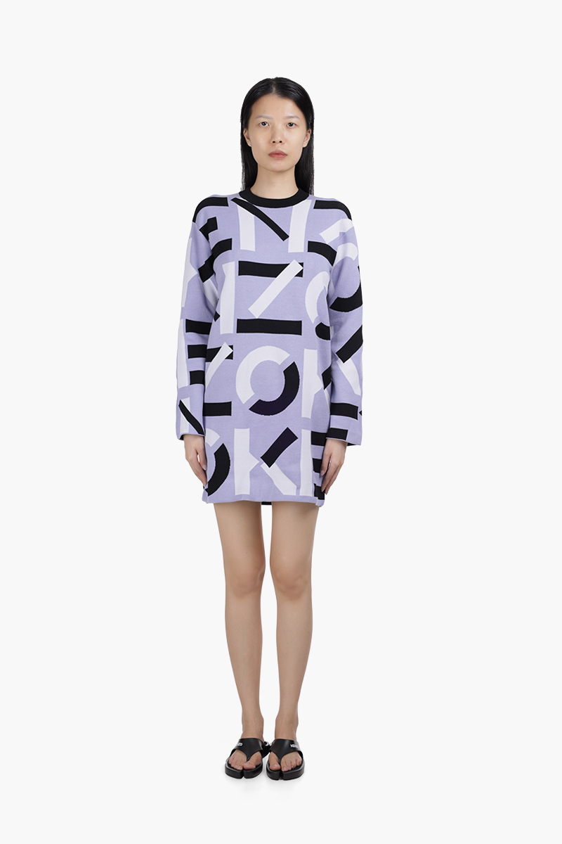 KENZO Dress Women Monogram All Over Logo in Lavender 0