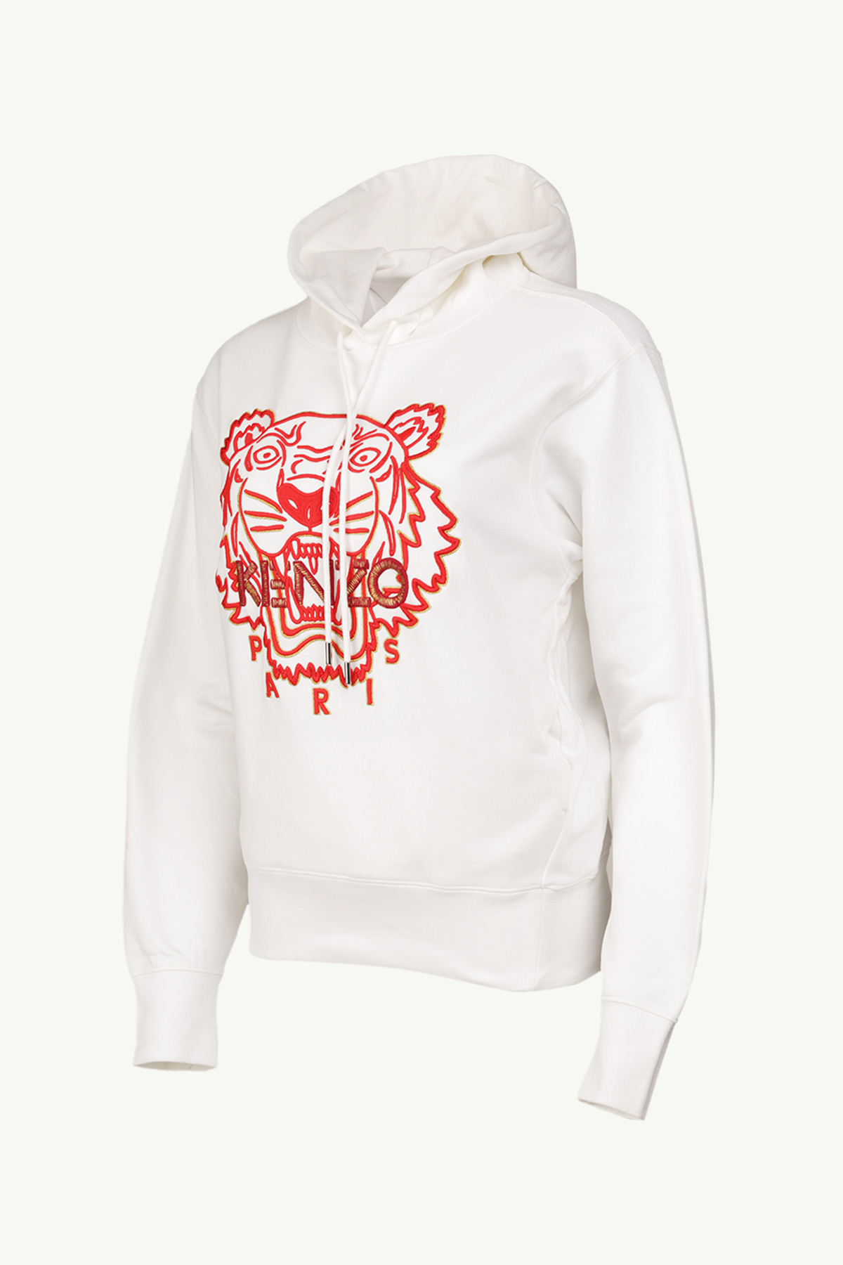 KENZO Women Embroidered Tiger 'The Year of The Tiger Capsule' Sweatshirt in White/Red with Hoodie 2