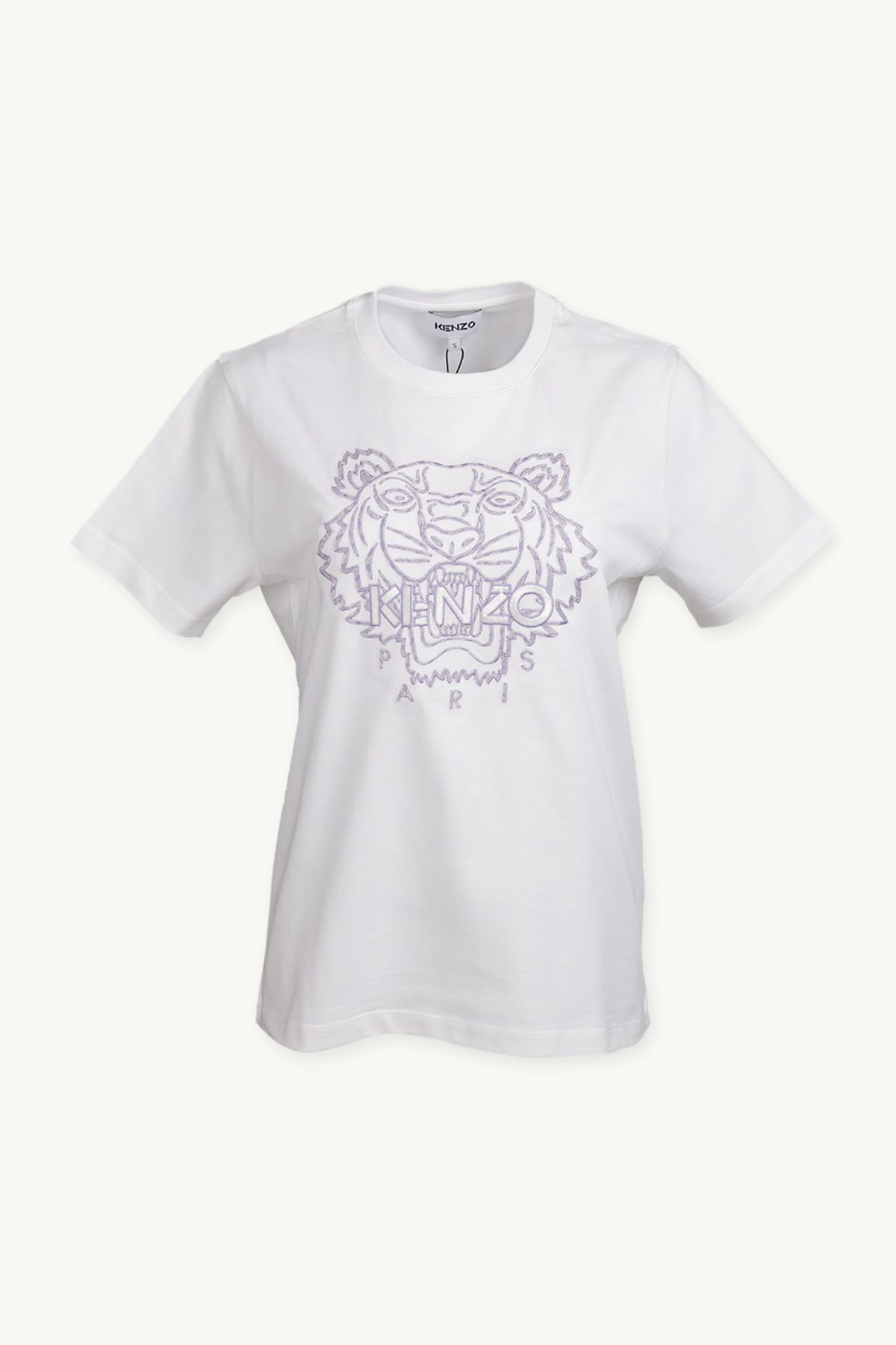 KENZO Women Bicolor Embroidered Tiger Loose T-Shirt in White 0