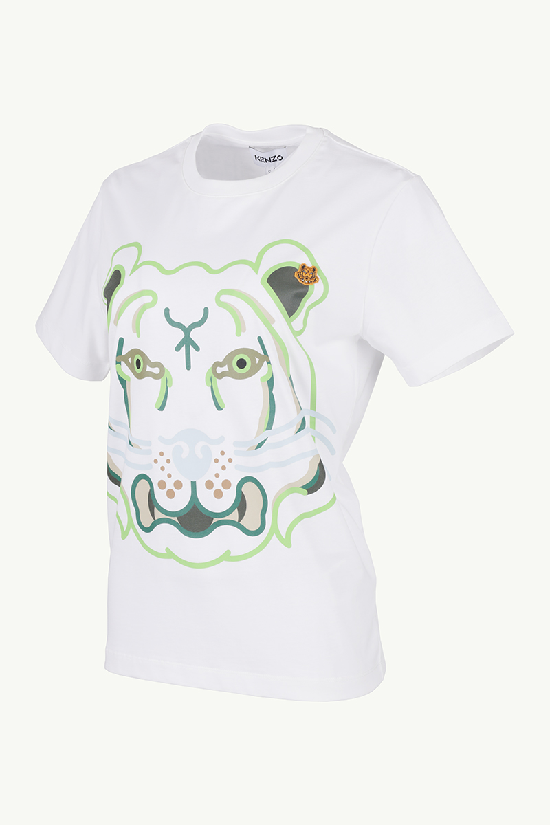 KENZO Women K-Tiger T-Shirt in White/Green 2