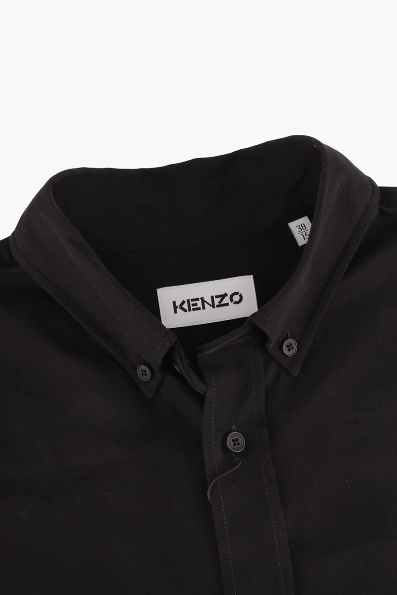 KENZO Men Tiger Crest Casual Poplin Long Sleeved Shirt in Black 2