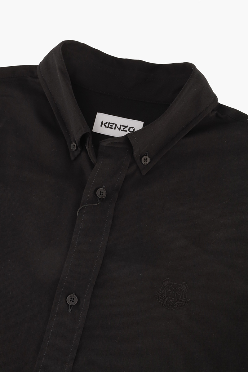 KENZO Men Tiger Crest Casual Poplin Long Sleeved Shirt in Black 3