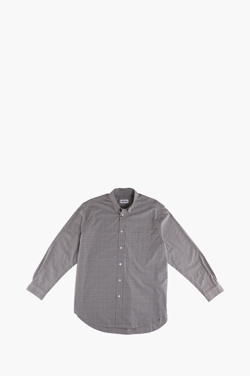 KENZO Men Checked Long Sleeved Casual Shirt in Grey/Black 0