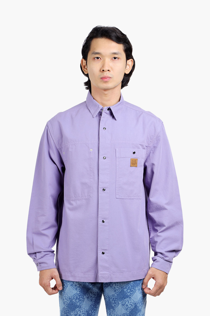 KENZO Men K-Tiger Jacron Overshirt in Deep Violet with Press-Stud Fastening 0