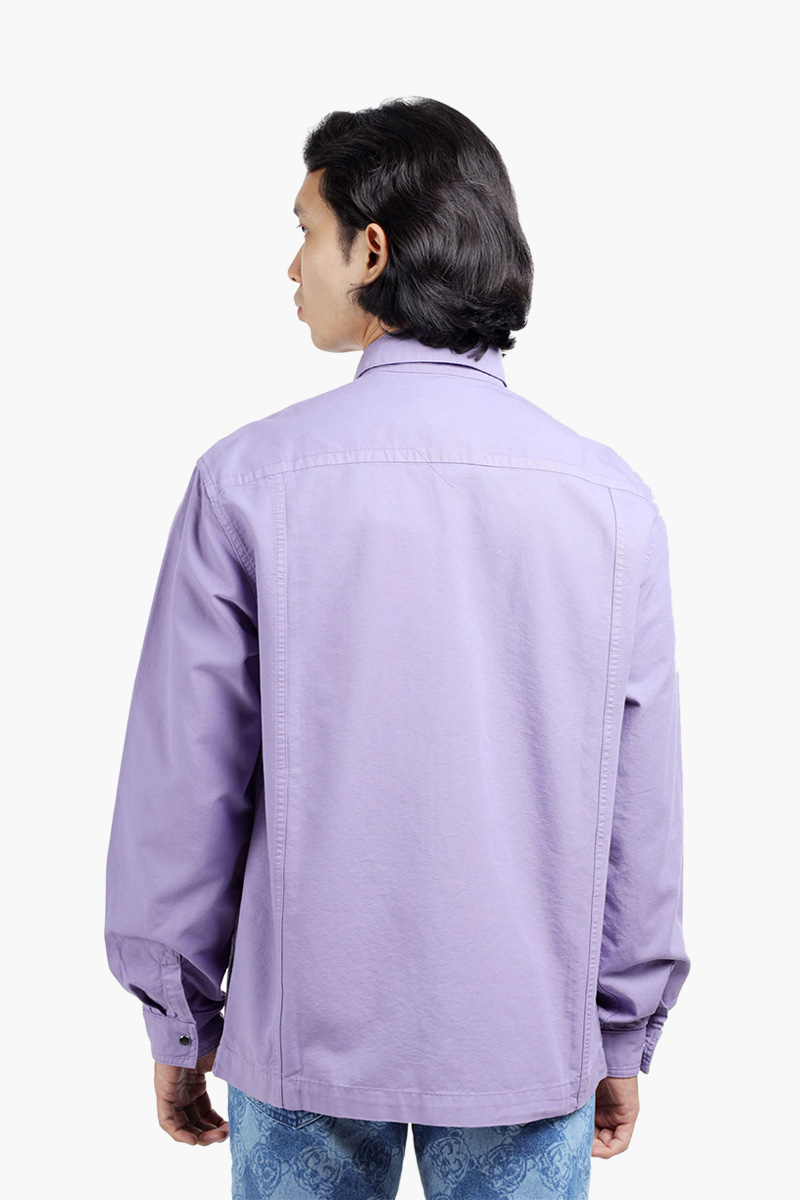 KENZO Men K-Tiger Jacron Overshirt in Deep Violet with Press-Stud Fastening 1