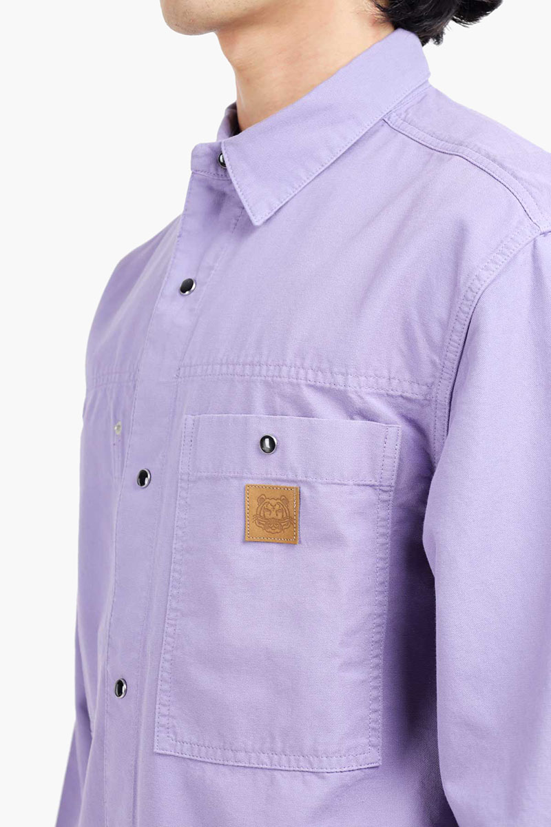 KENZO Men K-Tiger Jacron Overshirt in Deep Violet with Press-Stud Fastening 2