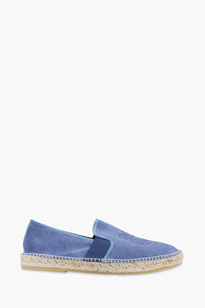 KENZO Men Tiger Espadrilles in Blue Suede with Side 0