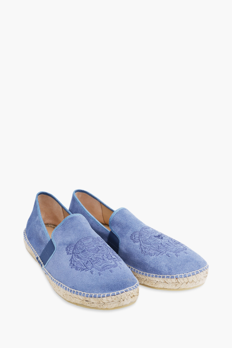 KENZO Men Tiger Espadrilles in Blue Suede with Side 1