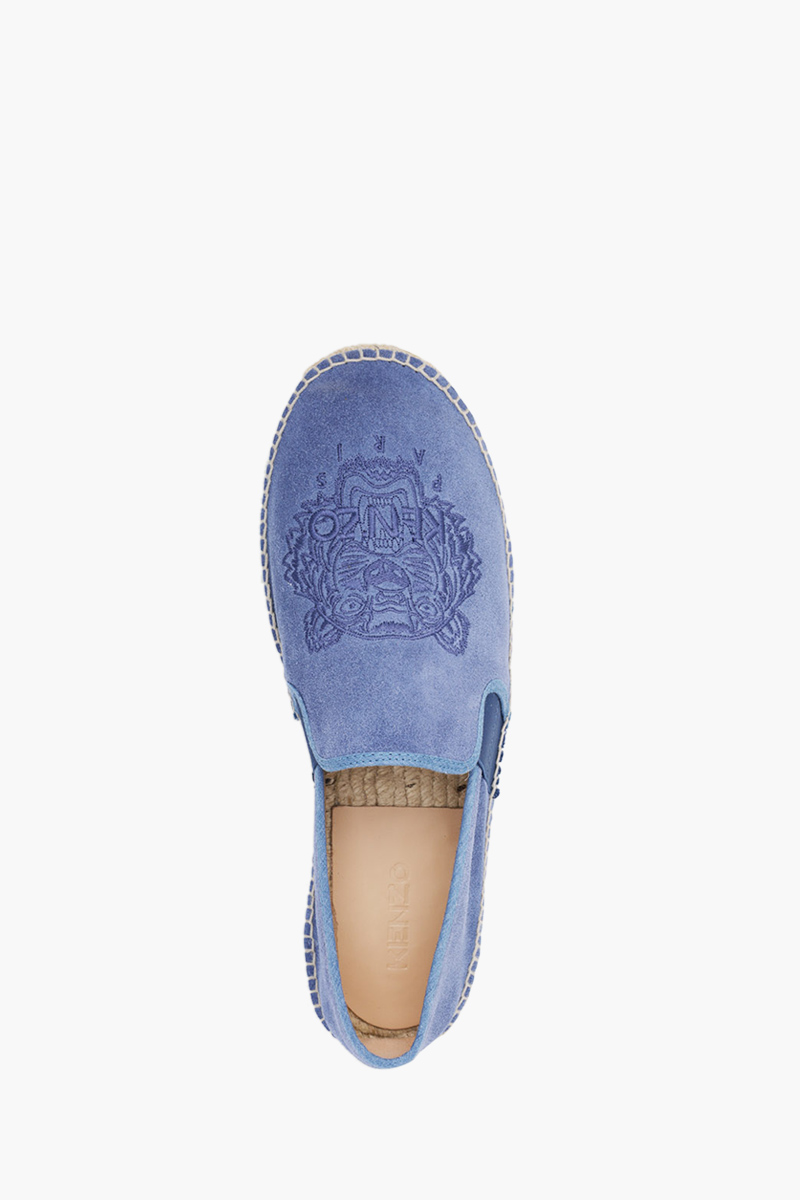 KENZO Men Tiger Espadrilles in Blue Suede with Side 3