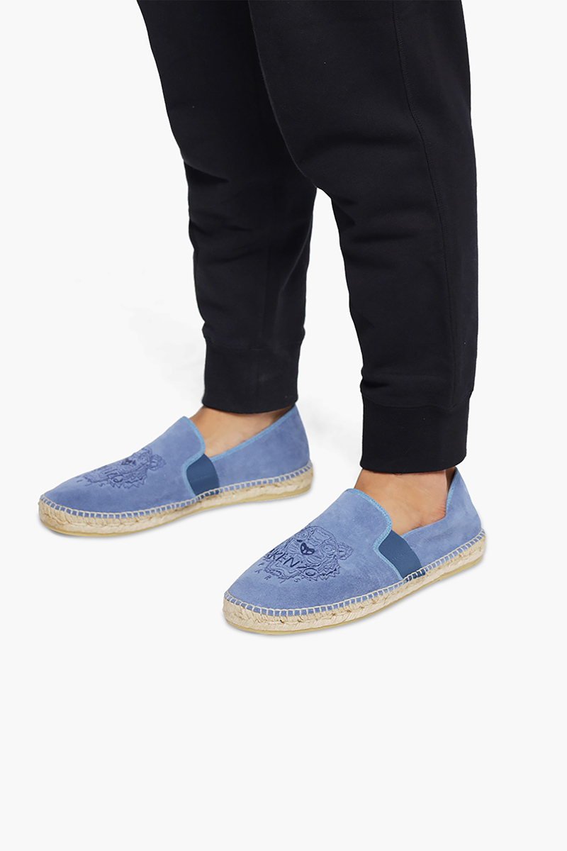 KENZO Men Tiger Espadrilles in Blue Suede with Side 4