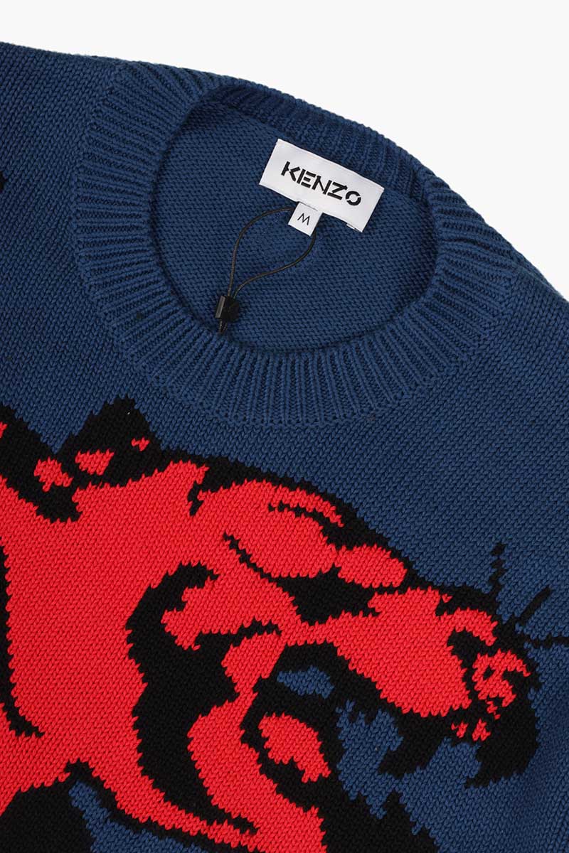 KENZO Men 'Climbing Tiger' Jumper in Duck Blue 2