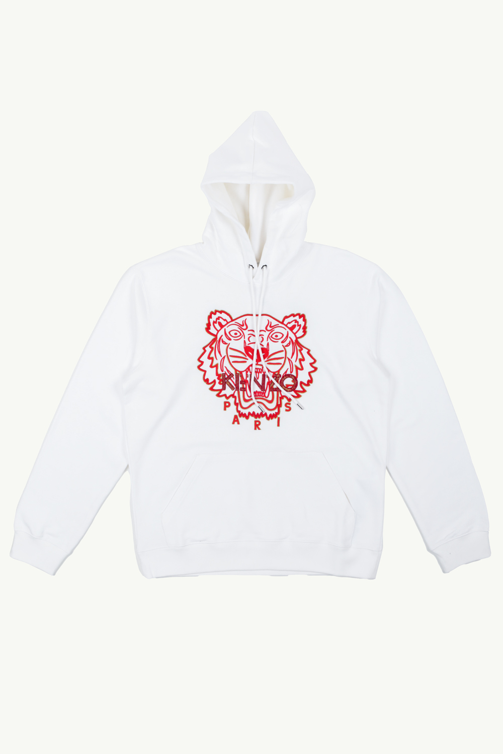 KENZO Men Embroidered Tiger 'The Year of The Tiger Capsule' Sweatshirt in White/Red with Hoodie 0