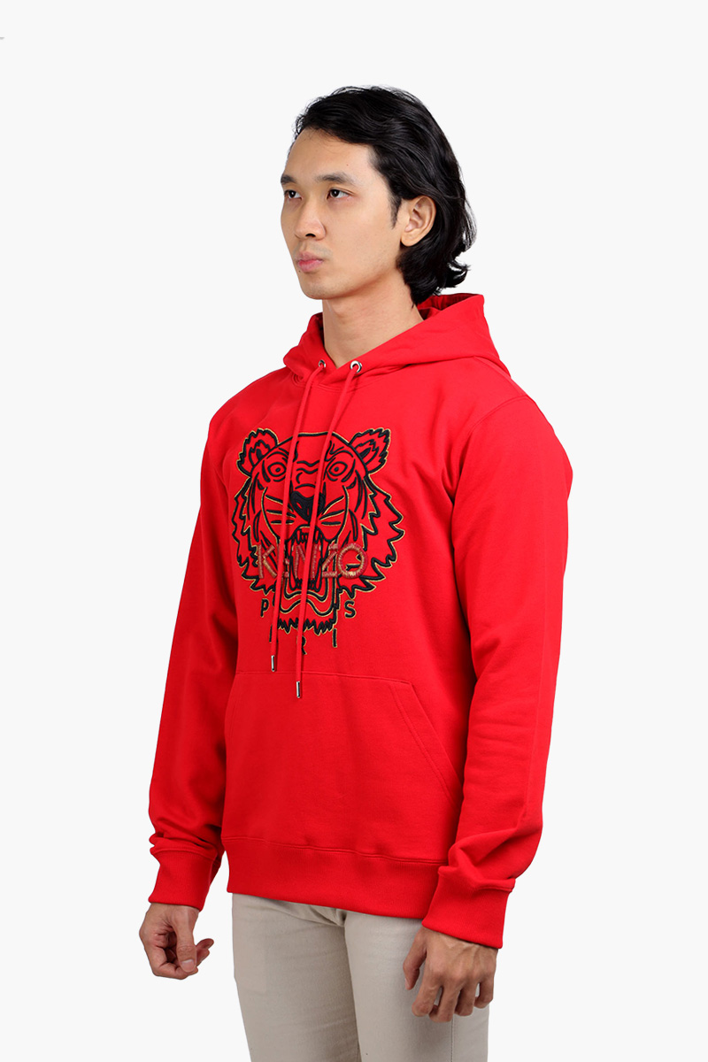 KENZO Men Embroidered Tiger 'The Year of The Tiger Capsule' Sweatshirt in Medium Red with Hoodie 2