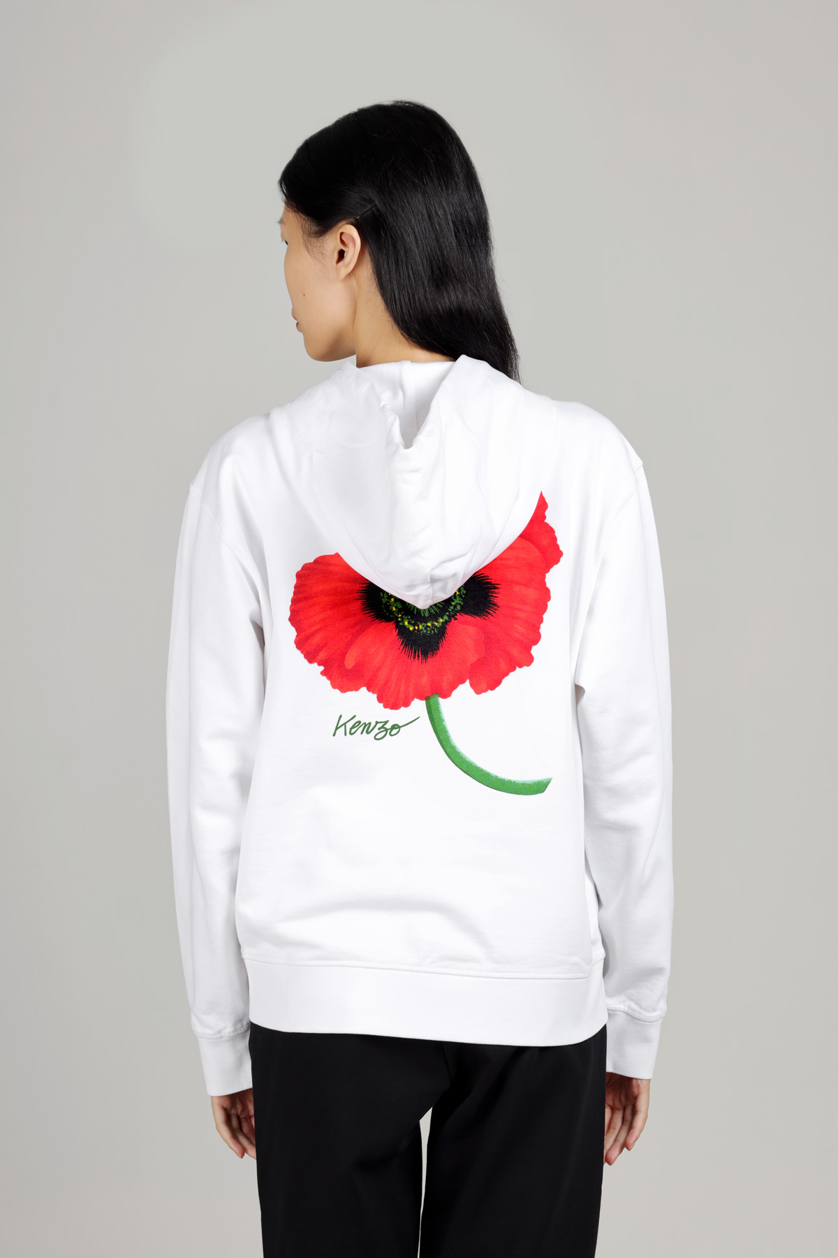 KENZO Women Kenzo Poppy Zipper Sweatshirt in White with Hoodie 2