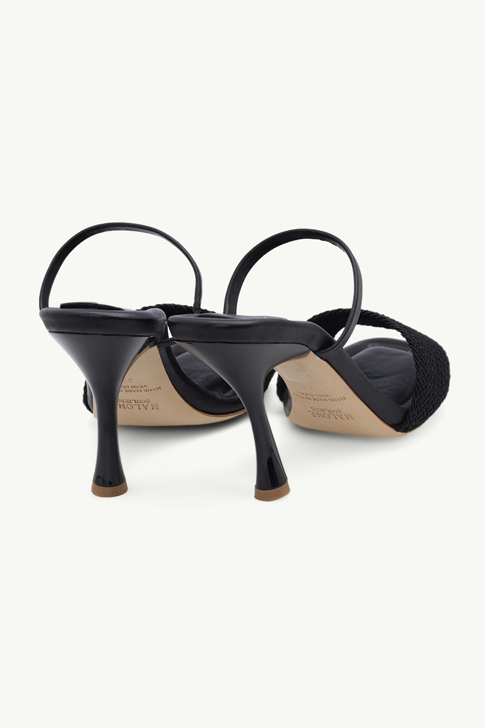 MALONE SOULIERS Frida Square Toe Heeled Sandals in Black/Black 2