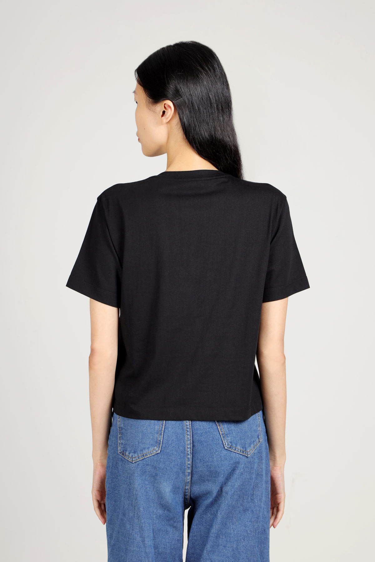 FENDI Women A Jour Embroidered Logo Cropped T-Shirt in Black 2