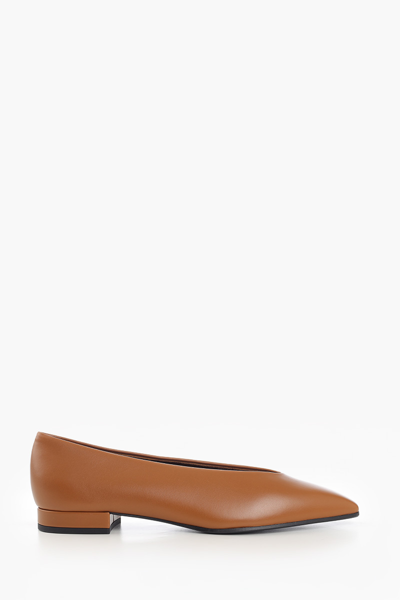 LORO PIANA Rebecca Ballerina 2cm in Saddle Brown Calfskin 0