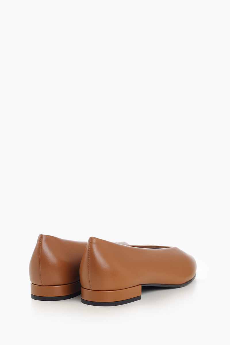 LORO PIANA Rebecca Ballerina 2cm in Saddle Brown Calfskin 1
