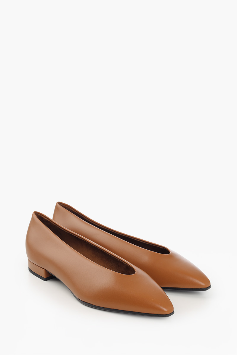 LORO PIANA Rebecca Ballerina 2cm in Saddle Brown Calfskin 2