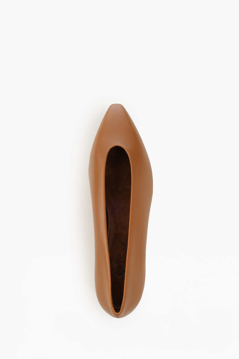 LORO PIANA Rebecca Ballerina 2cm in Saddle Brown Calfskin 4