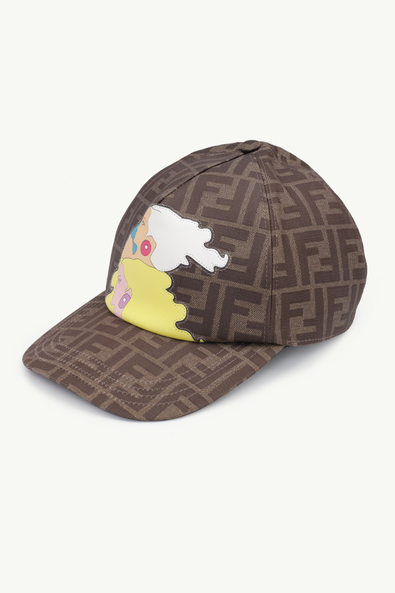 FENDI All Over FF Logo Baseball Cap in Brown/Tobacco with The Hairdo Girls Graphics 2